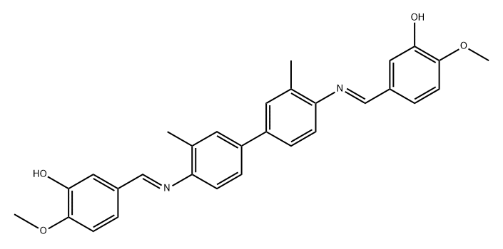 3,3'-[(3,3'-dimethyl-4,4'-biphenyldiyl)bis(nitrilomethylylidene)]bis(6-methoxyphenol) 结构式