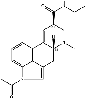 1-アセチル-9,10-ジデヒドロ-N-エチル-6-メチルエルゴリン-8β-カルボアミド 化学構造式