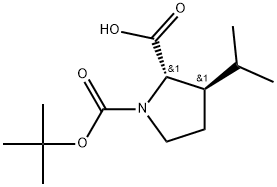 (2S,3R)-1-(tert-Butoxycarbonyl)-3-isopropylpyrrolidine-2-carboxylic acid Structure