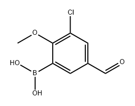 3-Chloro-5-formyl-2-methoxyphenylboronic acid 结构式