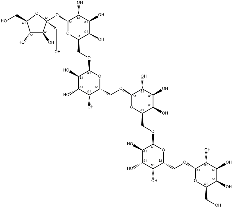 α-D-Glucopyranoside, β-D-fructofuranosyl O-α-D-galactopyranosyl-(1→6)-O-α-D-galactopyranosyl-(1→6)-O-α-D-galactopyranosyl-(1→6)-O-α-D-galactopyranosyl-(1→6)- Struktur