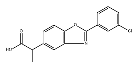 2-(3-クロロフェニル)-α-メチル-5-ベンゾオキサゾール酢酸 化学構造式