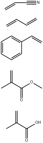 2-Propenoic acid, 2-methyl-, polymer with 1,3-butadiene, ethenylbenzene, methyl 2-methyl-2-propenoate and 2-propenenitrile Structure