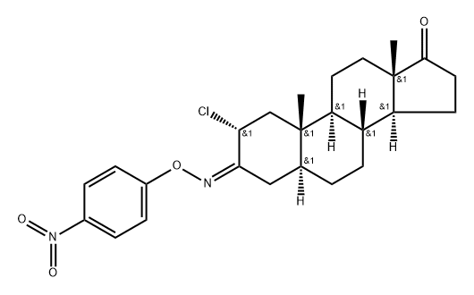 2α-クロロ-3-[(4-ニトロフェノキシ)イミノ]-5α-アンドロスタン-17-オン 化学構造式