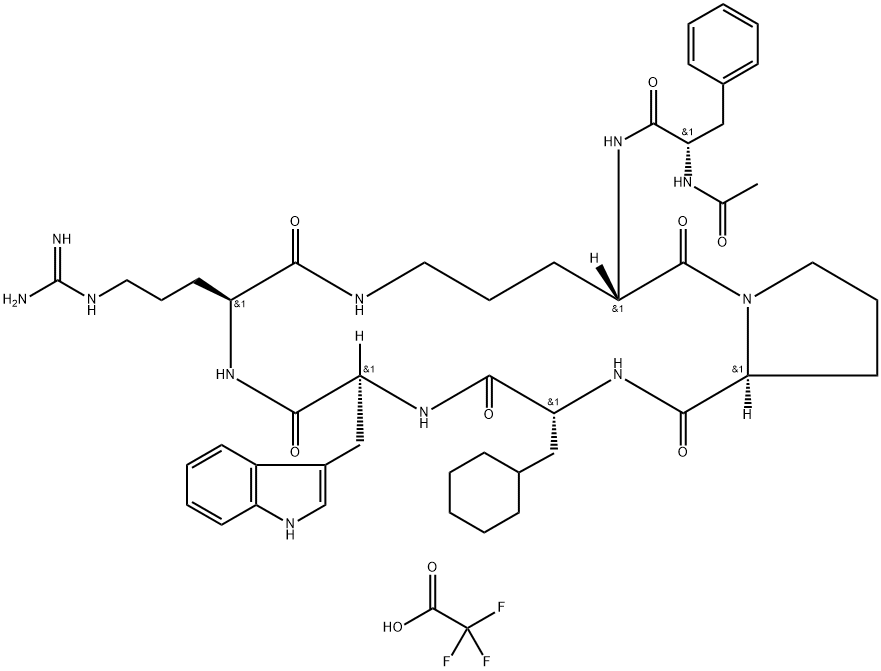 L-Arginine, N-acetyl-L-phenylalanyl-L-ornithyl-L-prolyl-3-cyclohexyl-D-alanyl-L-tryptophyl-, (6→2)-lactam, trifluoroacetate (9CI) 化学構造式