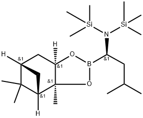 4,6-Methano-1,3,2-benzodioxaborole-2-MethanaMine,hexahydro-3a,5,5-triMethyl-a-(2-Methylpropyl)-N,N-bis(triMethylsilyl)-,(aR,3aS,4S,6S,7aR)- 结构式