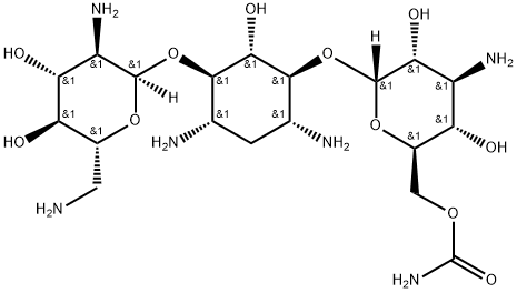 6-O-(3-Amino-6-carbamoyl-3-deoxy-α-D-glucopyranosyl)-4-O-(2,6-diamino-2,6-dideoxy-α-D-glucopyranosyl)-2-deoxy-D-streptamine Structure