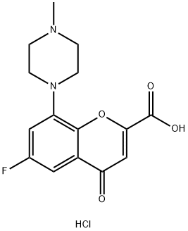 4H-1-Benzopyran-2-carboxylic acid, 6-fluoro-8-(4-methyl-1-piperazinyl)-4-oxo-, hydrochloride (1:1)|