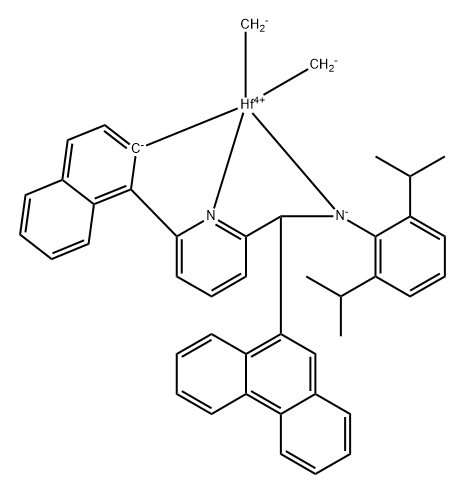 [N-[2,6-Bis(1-methylethyl)phenyl]-6-(1-naphthalenyl-κC2)-α-9-phenanthrenyl-2-pyridinemethanaminato(2-)-κN1,κN2]dimethylhafnium Struktur