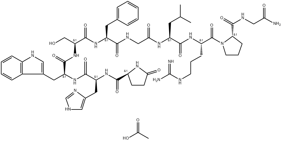 Luteinizing hormone-releasing factor (swine), 5-L-phenylalanine-, acetate (salt), hydrate Structure