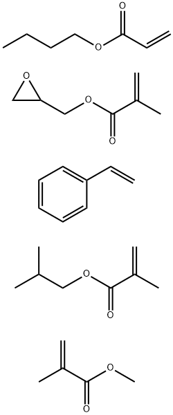 2-Propenoic acid, 2-methyl-, methyl ester, polymer with butyl 2-propenoate, ethenylbenzene, 2-methylpropyl 2-methyl-2-propenoate and oxiranylmethyl 2-methyl-2-propenoate Struktur