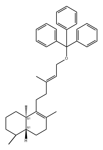 Naphthalene, 1,2,3,4,4a,7,8,8a-octahydro-1,1,4a,6-tetramethyl-5-[3-methyl-5-(triphenylmethoxy)-3-pentenyl]-, [4aR-[4aα,5(E),8aβ]]- (9CI) Struktur