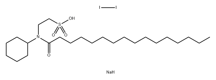 Sodium N-cyclohexyl-N-palmitoyl taurate - iodine complex Struktur