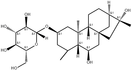 6β,16-ジヒドロキシカウラン-2β-イルβ-D-グルコピラノシド 化学構造式