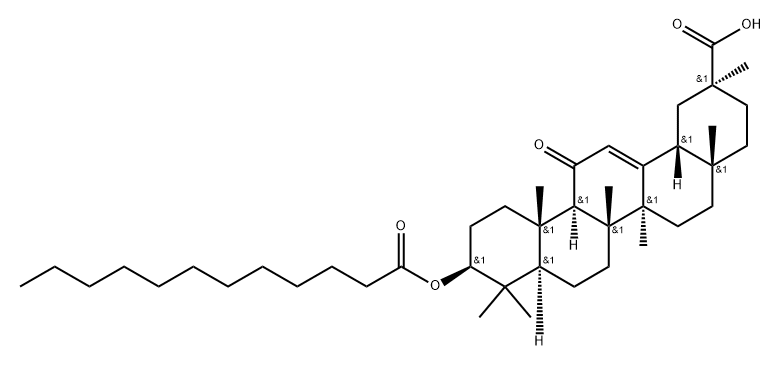 Olean-12-en-29-oic acid, 11-oxo-3-[(1-oxododecyl)oxy]-, (3β,20β)-, 5356-59-2, 结构式