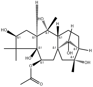 (3β,6β,14R)-グラヤノトキサン-3,5,6,10,14,16-ヘキサオール6-アセタート 化学構造式