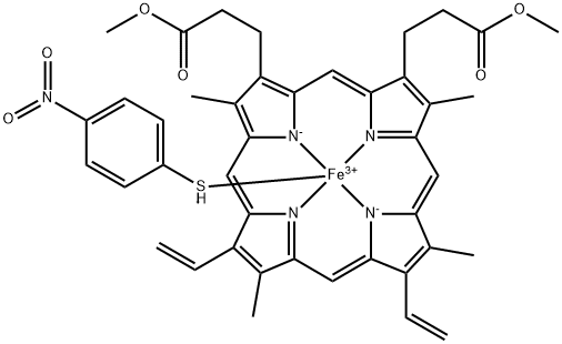 54959-22-7 (4-nitrothiophenolato)iron(III)-protoporphyrin IX dimethyl ester complex