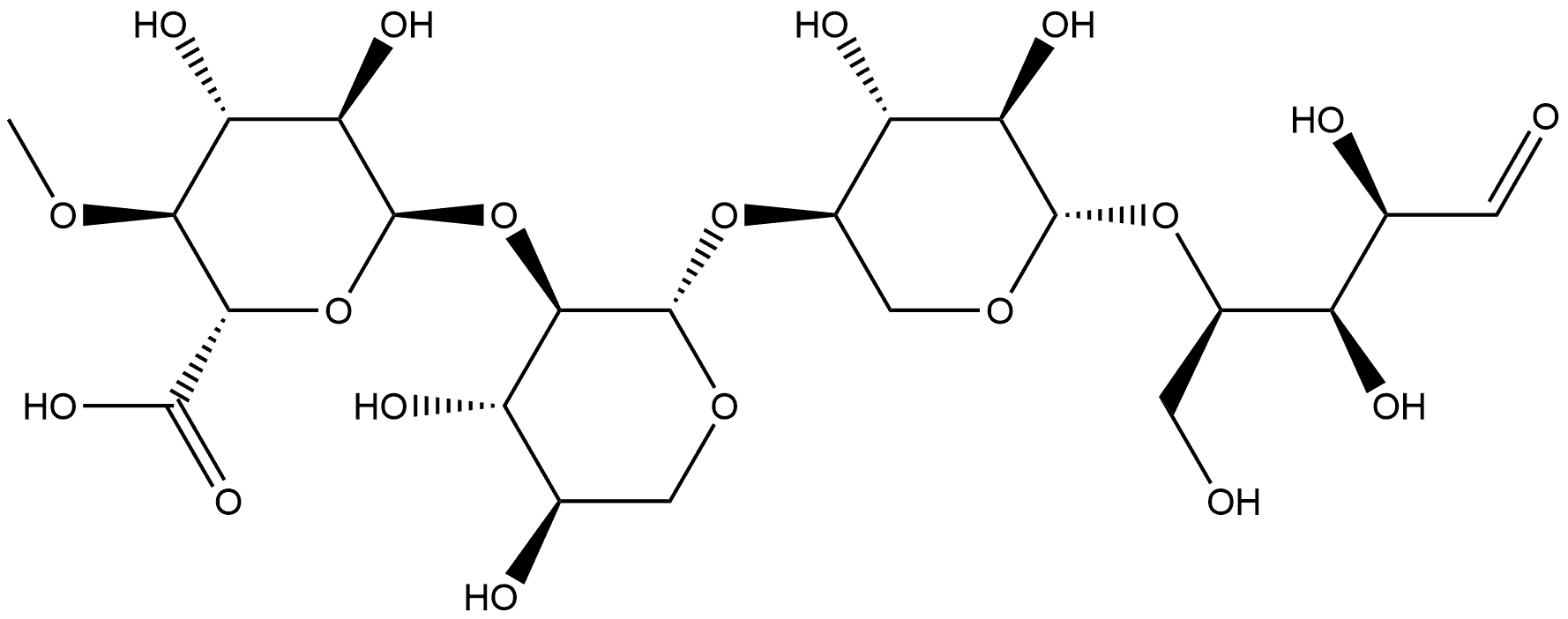 23-(4-O-Methyl-α-D-Glucuronyl)-xylotriose Structure