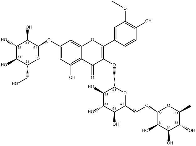 Isorhamnetin-3-O-rutinoside-7-O-glucoside Struktur