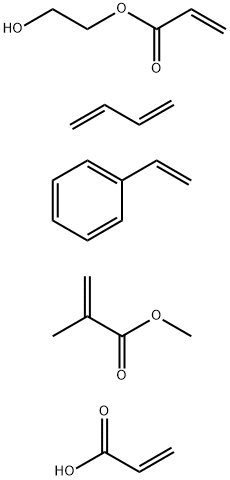 2-Propenoic acid, 2-methyl-, methyl ester, polymer with 1,3-butadiene, ethenylbenzene, 2-hydroxyethyl 2-propenoate and 2-propenoic acid Structure