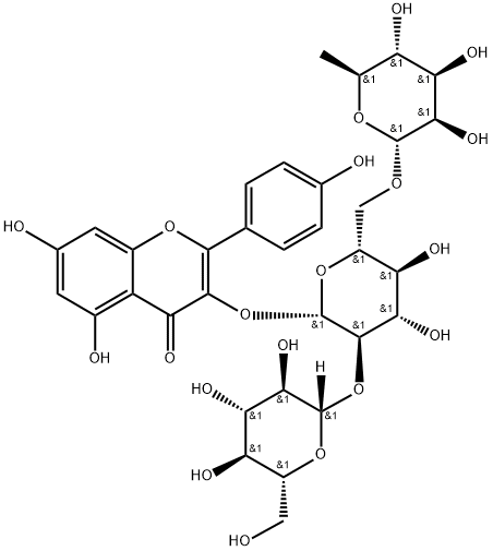 山柰酚-3-O-(2"-O-Β-D-葡萄糖基)-Β-D–芸香糖苷,55696-58-7,结构式