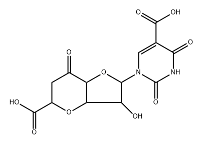 3,7-Anhydro-1-[5-carboxy-3,4-dihydro-2,4-dioxopyrimidin-1(2H)-yl]-1,6-dideoxy-β-D-gulo-5-octulose-1,4-furanuronic acid,55728-23-9,结构式