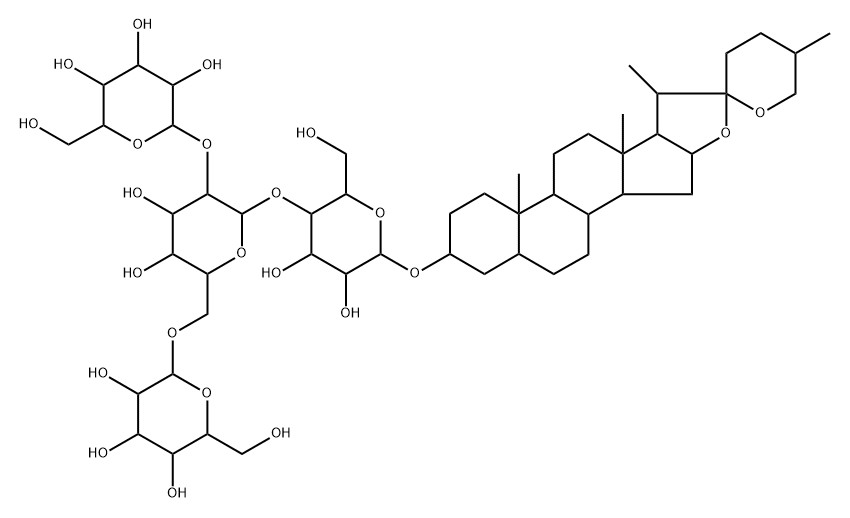 [(25S)-5β-Spirostan-3β-yl]4-O-(2-O-α-D-galactopyranosyl-6-O-β-D-galactopyranosyl-β-D-glucopyranosyl)-β-D-glucopyranoside 结构式