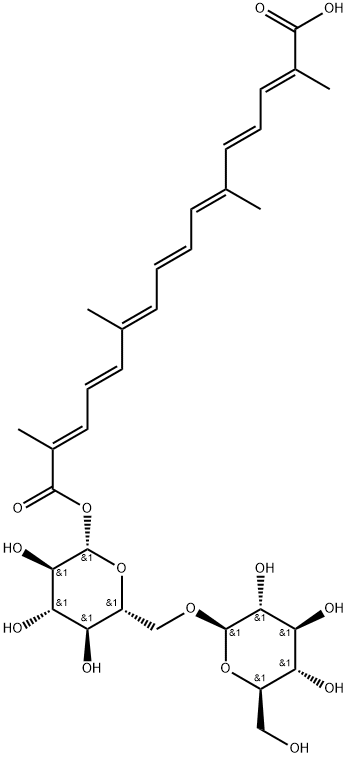 8,8'-ジアポ-ψ,ψ-カロテン-8,8'-二酸水素8-(6-O-β-D-グルコピラノシル-β-D-グルコピラノシル) 化学構造式