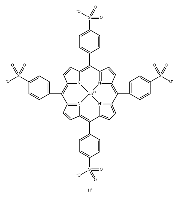 Zincate(4-),[[4,4',4'',4'''-(21H,23H-porphine-5,10,15,20-tetrayl-kN21,kN22,kN23,kN24)tetrakis[benzenesulfonato]](6-)]-,hydrogen (1:4), (SP-4-1)-,56047-87-1,结构式