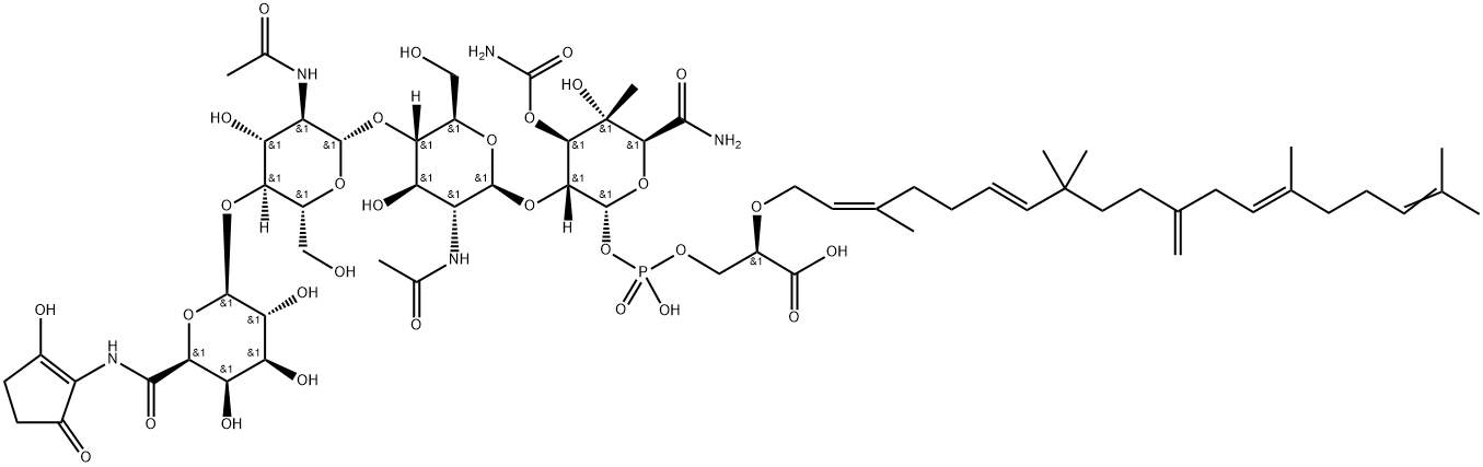 6''''''-O-De-β-D-glucopyranosyl-6''''-hydroxymoenomycin A 结构式
