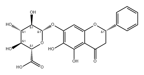 β-D-Glucopyranosiduronic acid, (2S)-3,4-dihydro-5,6-dihydroxy-4-oxo-2-phenyl-2H-1-benzopyran-7-yl Struktur