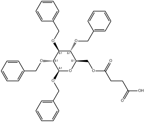 β-D-Glucopyranoside, phenylmethyl 2,3,4-tris-O-(phenylmethyl)-, 6-(hydrogen butanedioate) Structure