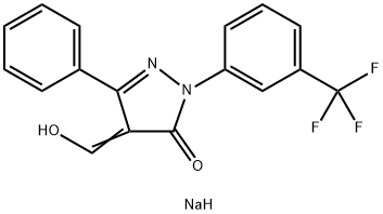 3H-Pyrazol-3-one, 2,4-dihydro-4-(hydroxymethylene)-5-phenyl-2-[3-(trifluoromethyl)phenyl]-, sodium salt (1:1) Structure