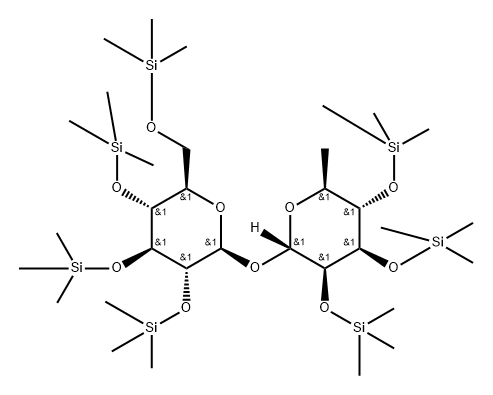 [6-Deoxy-2-O,3-O,4-O-tris(trimethylsilyl)-α-L-mannopyranosyl]2-O,3-O,4-O,6-O-tetrakis(trimethylsilyl)-β-D-glucopyranoside Structure