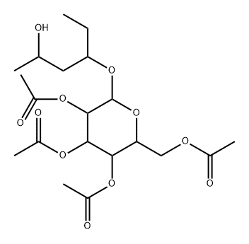 (1S,3S)-1-エチル-3-ヒドロキシ-1-[(2-O,3-O,4-O,6-O-テトラアセチル-β-D-グルコピラノシル)オキシ]ブタン 化学構造式
