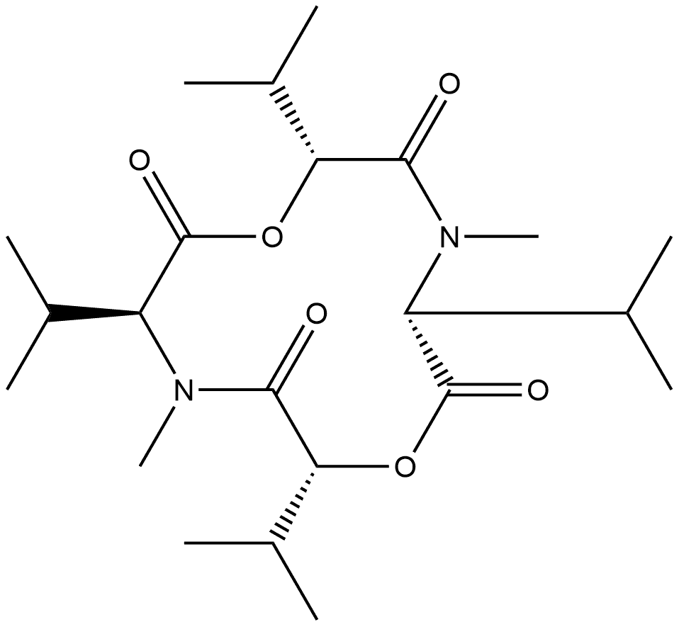 Cyclo(3-methyl-D-2-hydroxybutanoyl-N-methyl-D-valyl-3-methyl-D-2-hydroxybutanoyl-N-methyl-L-valyl) (9CI) 化学構造式