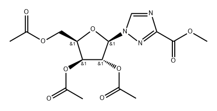 1H-1,2,4-Triazole-3-carboxylic acid, 1-(2,3,5-tri-O-acetyl-β-D-xylofuranosyl)-, methyl ester 化学構造式