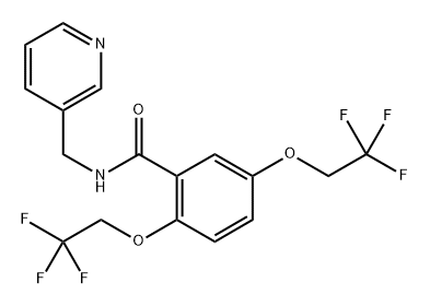 N-(Pyridin-3-ylmethyl)-2,5-bis(2,2,2-trifluoroethoxy)benzamide 化学構造式