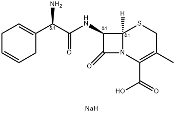 5-Thia-1-azabicyclo[4.2.0]oct-2-ene-2-carboxylic acid, 7-[[(2R)-2-amino-2-(1,4-cyclohexadien-1-yl)acetyl]amino]-3-methyl-8-oxo-, sodium salt (1:1), (6R,7R)- 化学構造式