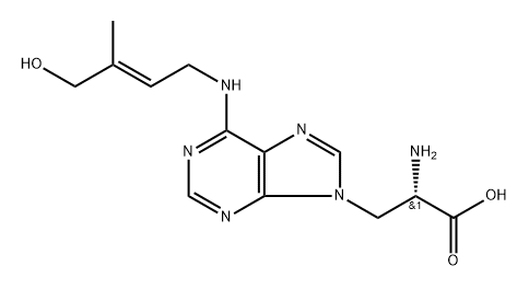 (αS)-α-Amino-6-[[(E)-4-hydroxy-3-methyl-2-butenyl]amino]-9H-purine-9-propionic acid,58137-33-0,结构式