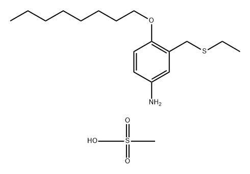 Benzenamine, 3-[(ethylthio)methyl]-4-(octyloxy)-, methanesulfonate (1:1),5819-55-6,结构式