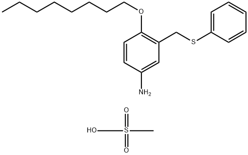 Benzenamine, 4-(octyloxy)-3-[(phenylthio)methyl]-, methanesulfonate (1:1) Structure