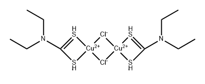 Copper, di-.mu.-chlorobis(diethylcarbamodithioato-.kappa.S,.kappa.S)di-, stereoisomer Struktur