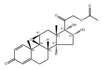 Pregna-1,4-diene-3,20-dione, 21-(acetyloxy)-9,11-epoxy-16,17-dihydroxy-, (9β,11β,16α)- Structure