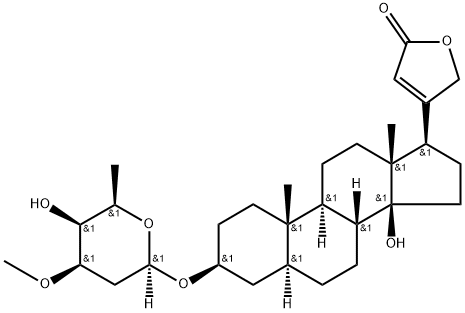 3β-[(3-O-Methyl-2,6-dideoxy-β-D-lyxo-hexopyranosyl)oxy]-14-hydroxy-5α,14β-carda-20(22)-enolide Struktur