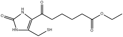 1H-Imidazole-4-hexanoic acid, 2,3-dihydro-5-(mercaptomethyl)-ε,2-dioxo-, ethyl ester Structure