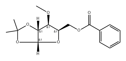 ((5R,6S)-6-methoxy-2,2-dimethyltetrahydrofuro[2,3-d][1,3]dioxol-5-yl)methyl benzoate Struktur