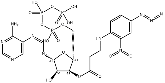 β-Alanine, N-(4-azido-2-nitrophenyl)-, 3'-ester with adenosine 5'-(tetrahydrogen triphosphate) (9CI) Struktur