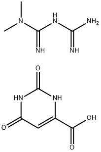 4-Pyrimidinecarboxylic acid, 1,2,3,6-tetrahydro-2,6-dioxo-, compd. with N,N-dimethylimidodicarbonimidic diamide (1:1) Struktur