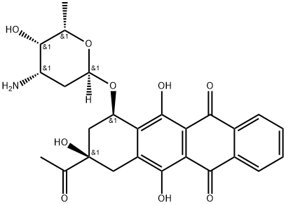 (7R-cis)-9-Acetyl-7-((3-amino-2,3,6-trideoxy-alpha-L-lyxo-hexopyranosy l)oxy)-7,8,9,10-tetrahydro-6,9,11-trihydroxy-5,12-naphthacenedione 结构式